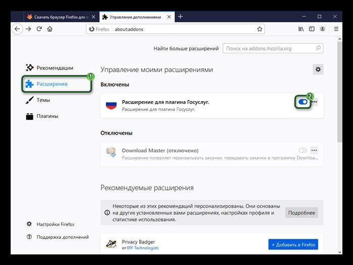 Дополнительные Госуслуги из Firefox