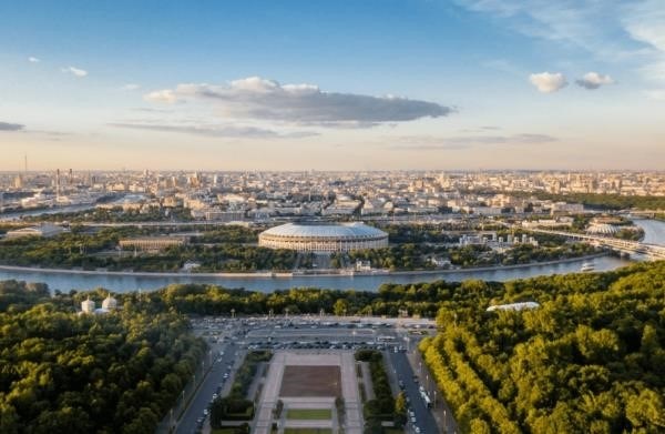 Вид на стадион Лужники, район Хамовники.